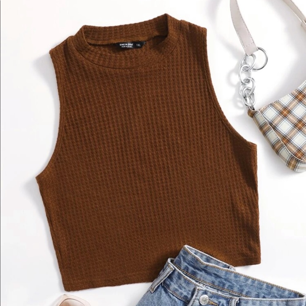 Shein plus size waffle knit solid tank top